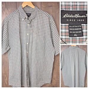 Eddie Bauer Mens Size XL Shirt Plaid Button Down Front